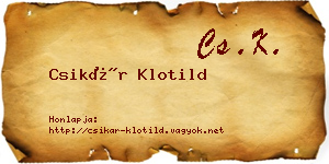 Csikár Klotild névjegykártya